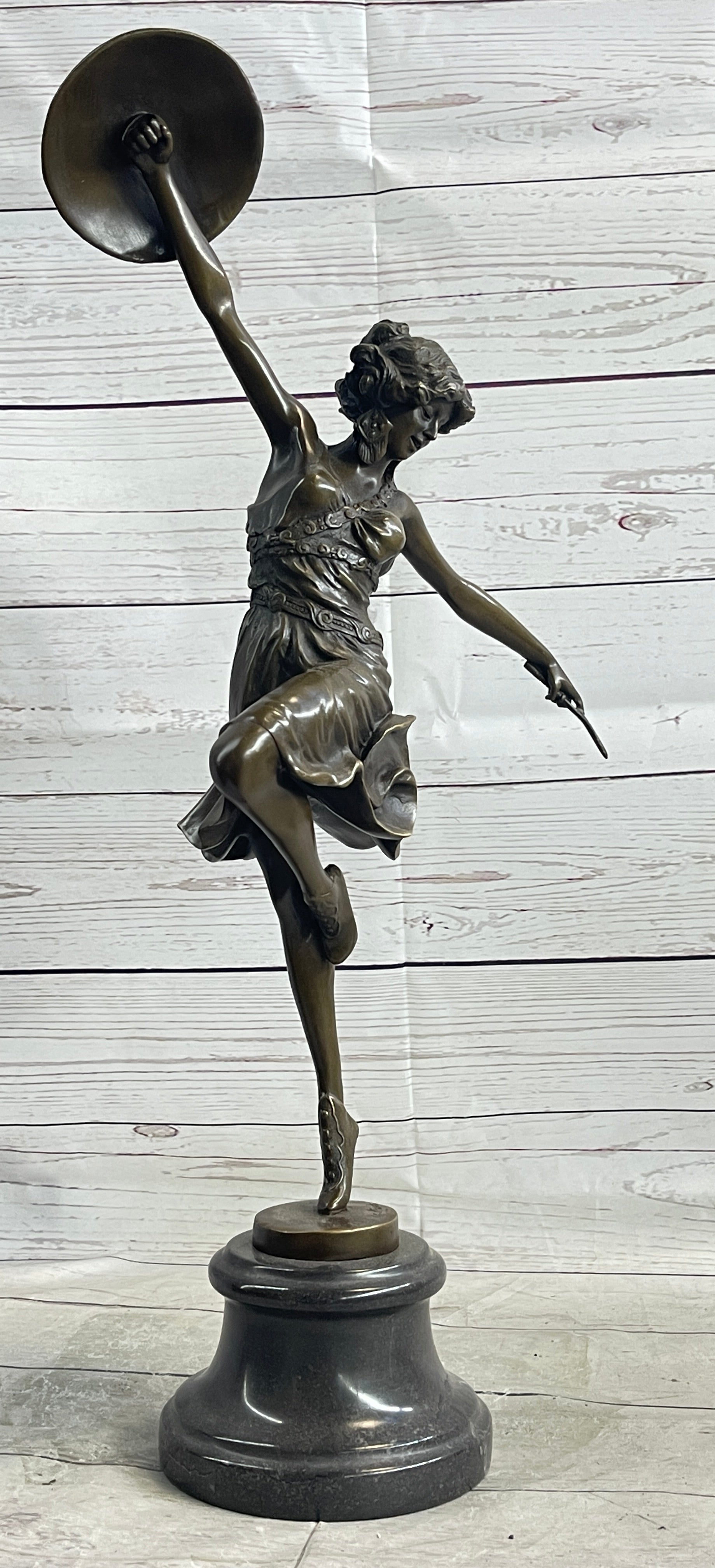 CLAIRE COLINET BRONZE DANCER STATUE MUSIC LOVER SEXY WOMAN SCULPTURE DECOR