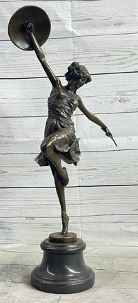 CLAIRE COLINET BRONZE DANCER STATUE MUSIC LOVER SEXY WOMAN SCULPTURE DECOR