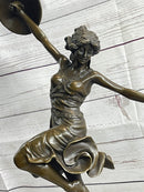 CLAIRE COLINET BRONZE DANCER STATUE MUSIC LOVER SEXY WOMAN SCULPTURE DECOR