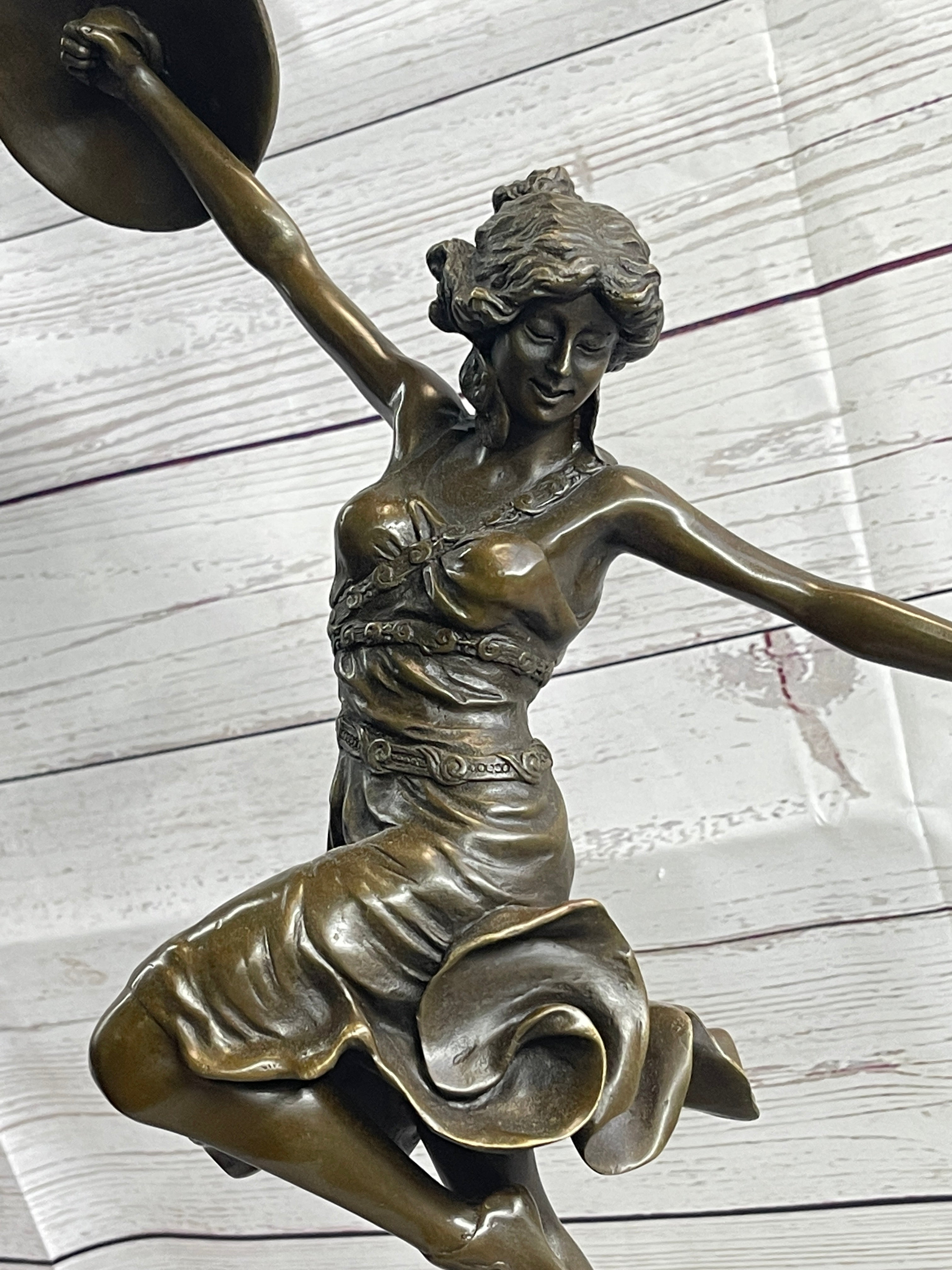 CLAIRE COLINET BRONZE DANCER STATUE MUSIC LOVER SEXY WOMAN SCULPTURE DECOR