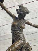CLAIRE COLINET BRONZE DANCER STATUE MUSIC LOVER SEXY WOMAN SCULPTURE DECOR