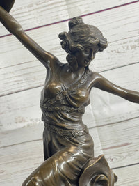 CLAIRE COLINET BRONZE DANCER STATUE MUSIC LOVER SEXY WOMAN SCULPTURE DECOR