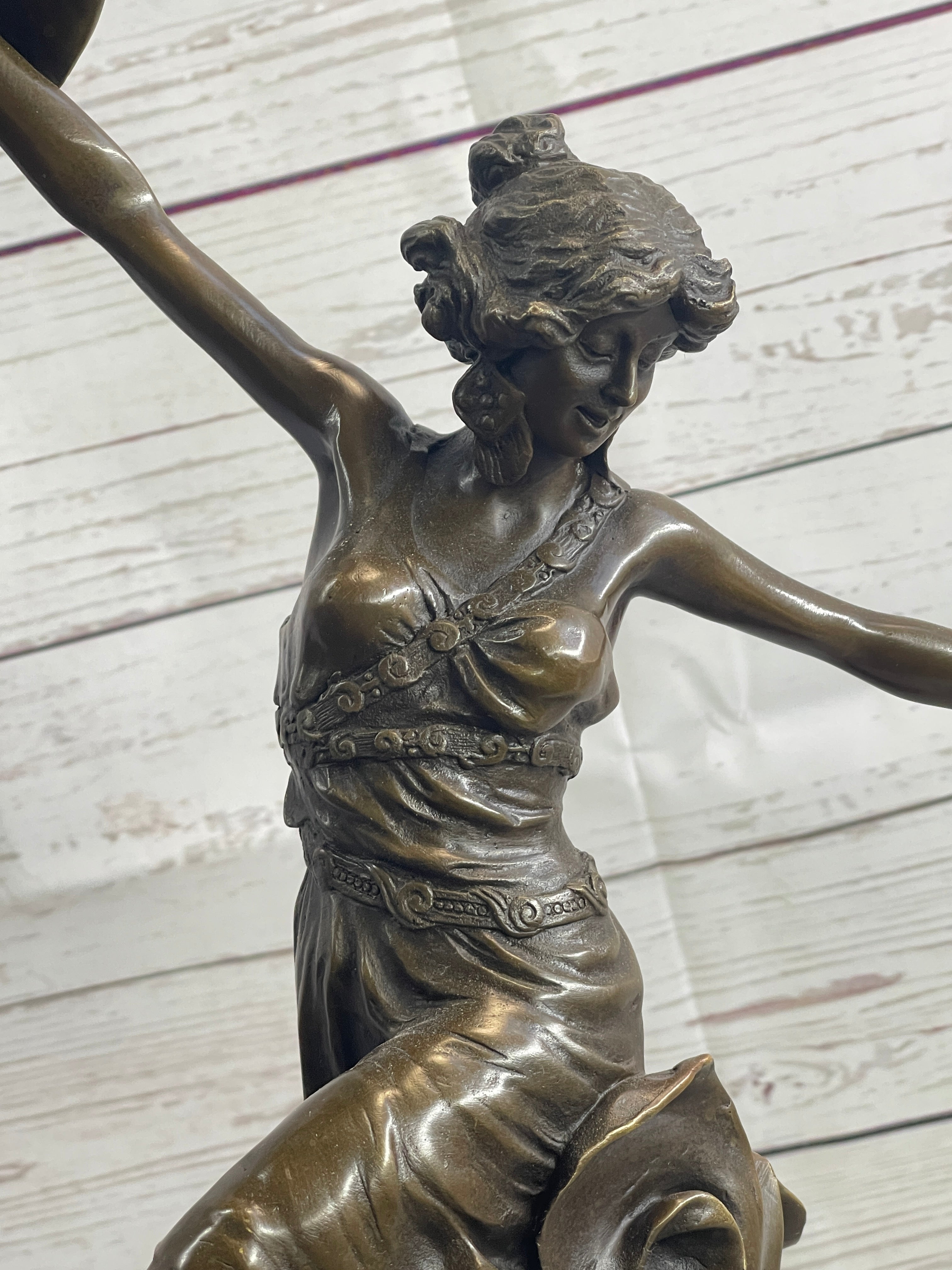 CLAIRE COLINET BRONZE DANCER STATUE MUSIC LOVER SEXY WOMAN SCULPTURE DECOR