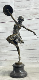 CLAIRE COLINET BRONZE DANCER STATUE MUSIC LOVER SEXY WOMAN SCULPTURE DECOR