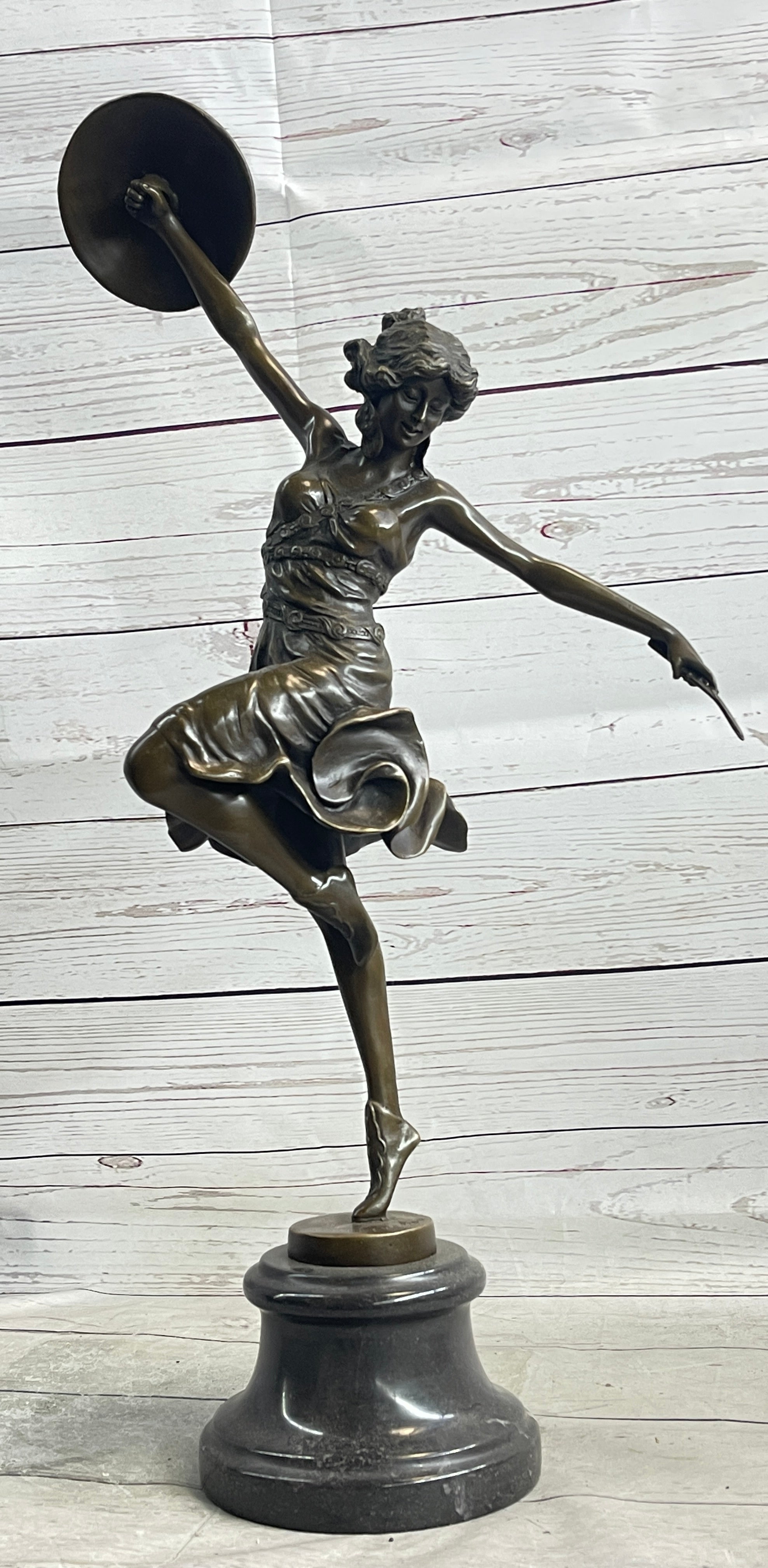 CLAIRE COLINET BRONZE DANCER STATUE MUSIC LOVER SEXY WOMAN SCULPTURE DECOR