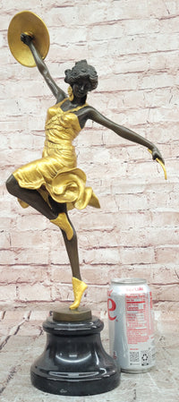 Art Deco Gold Painted Bronze Roman Dancer by Claire Jeanne Roberte Colinet Statue