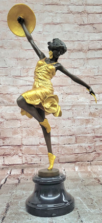 Art Deco Gold Painted Bronze Roman Dancer by Claire Jeanne Roberte Colinet Statue
