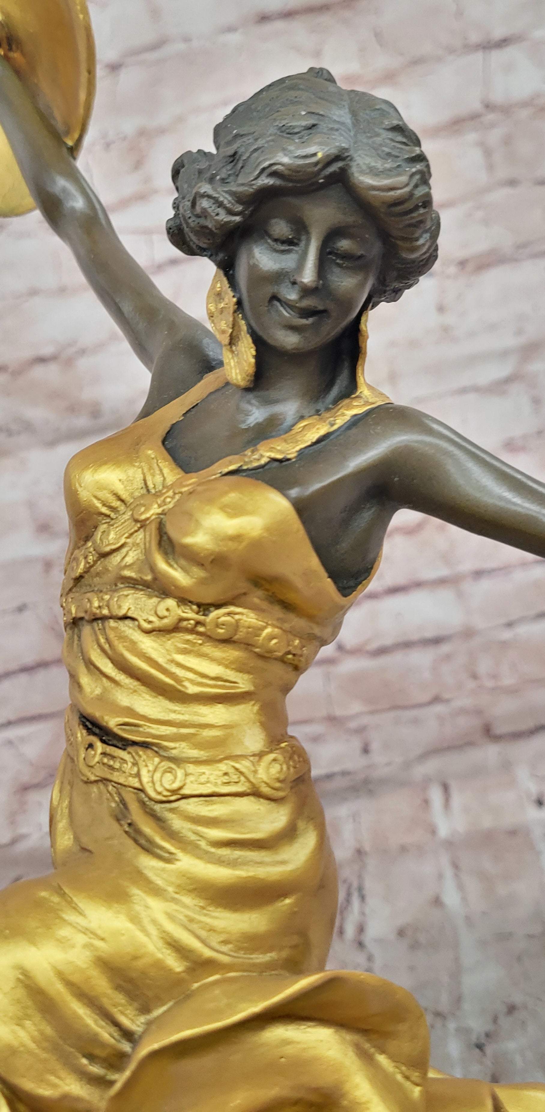 Art Deco Gold Painted Bronze Roman Dancer by Claire Jeanne Roberte Colinet Statue
