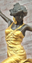 Art Deco Gold Painted Bronze Roman Dancer by Claire Jeanne Roberte Colinet Statue