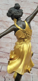 Art Deco Gold Painted Bronze Roman Dancer by Claire Jeanne Roberte Colinet Statue