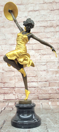 Art Deco Gold Painted Bronze Roman Dancer by Claire Jeanne Roberte Colinet Statue