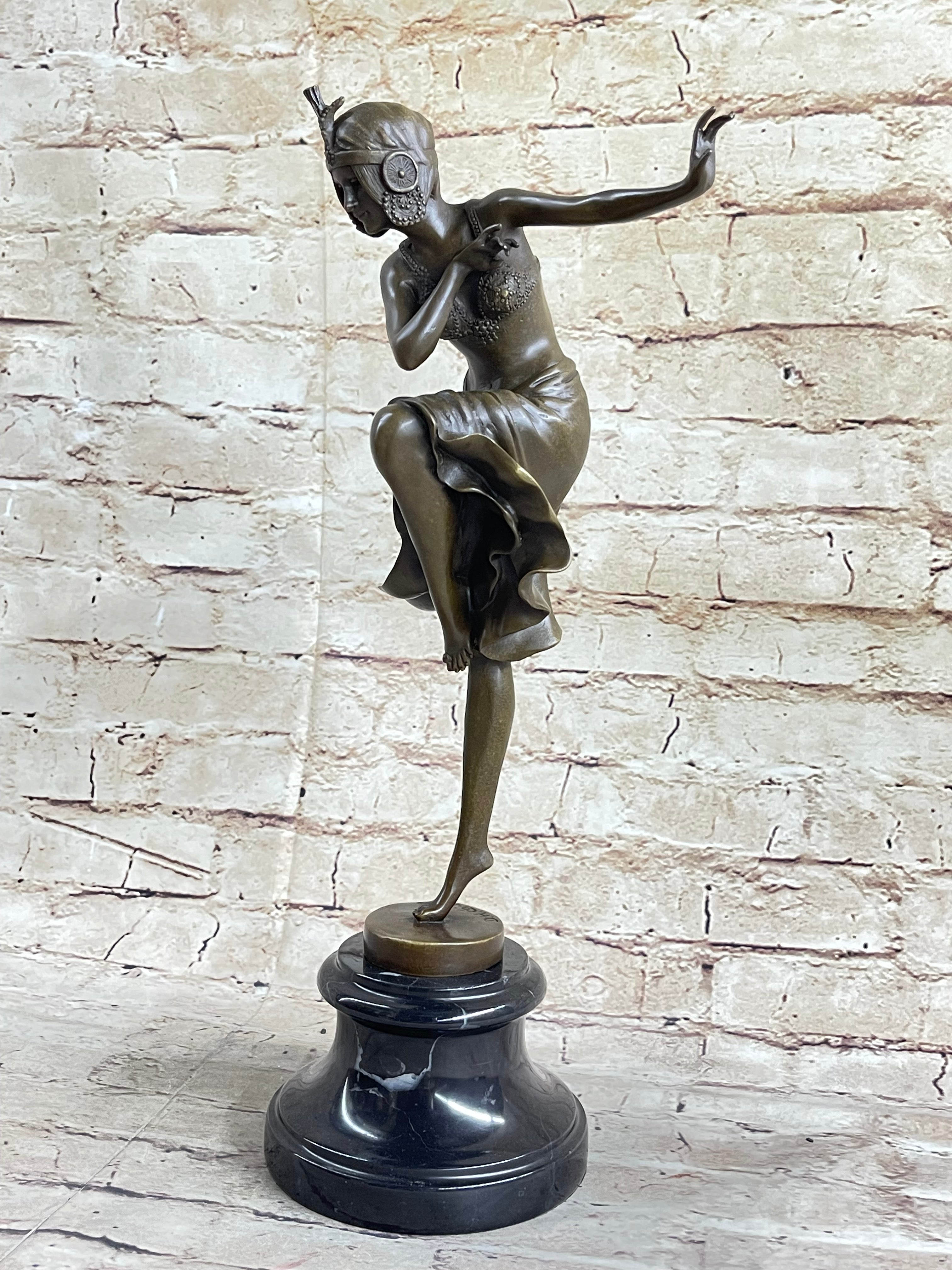 Chiparus Art Deco Gypsy Russian Dancer Bronze 15" X 6"