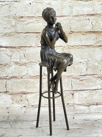 Art Deco Nouveau Vienna Bronze Gilded Age Woman Sitting Figure