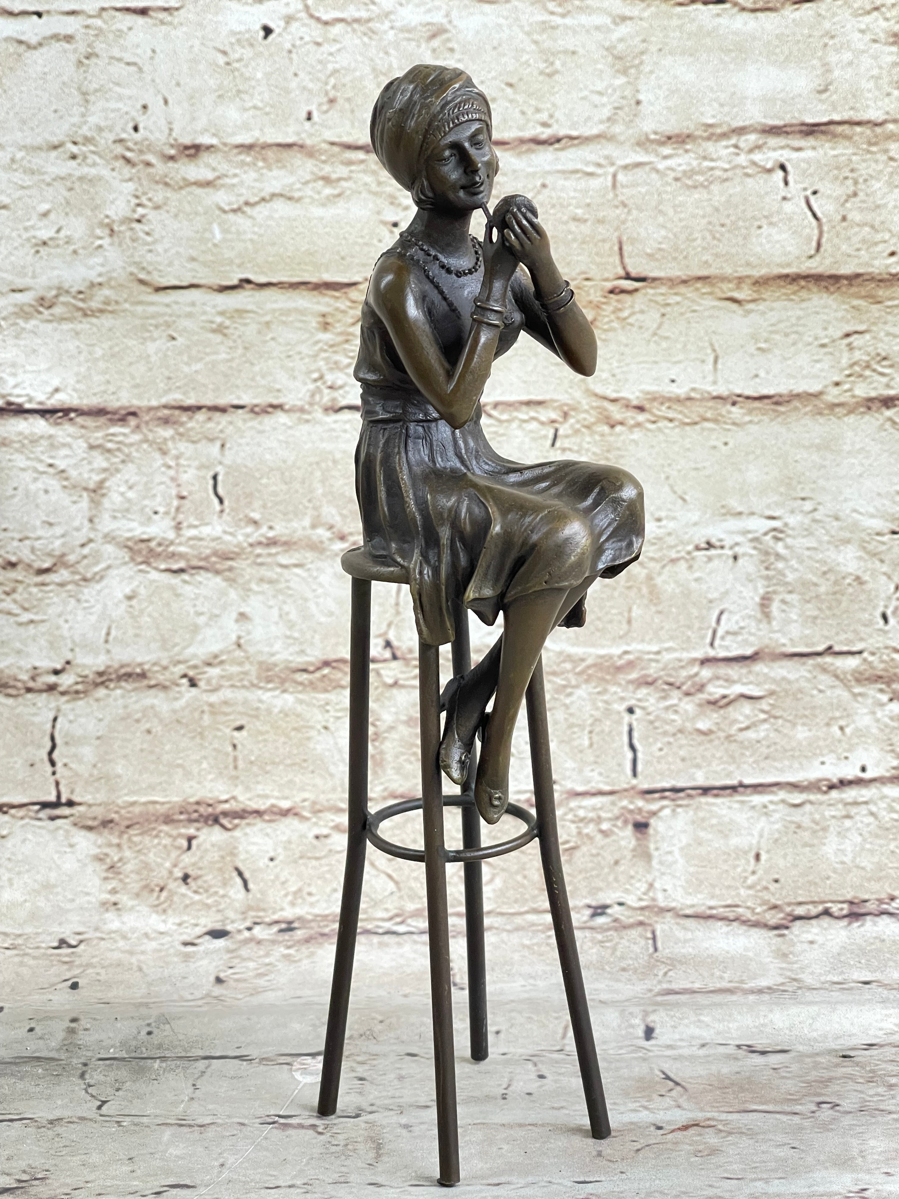 Art Deco Nouveau Vienna Bronze Gilded Age Woman Sitting Figure