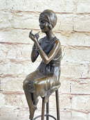 Art Deco Nouveau Vienna Bronze Gilded Age Woman Sitting Figure