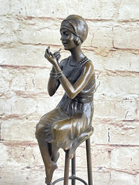 Art Deco Nouveau Vienna Bronze Gilded Age Woman Sitting Figure