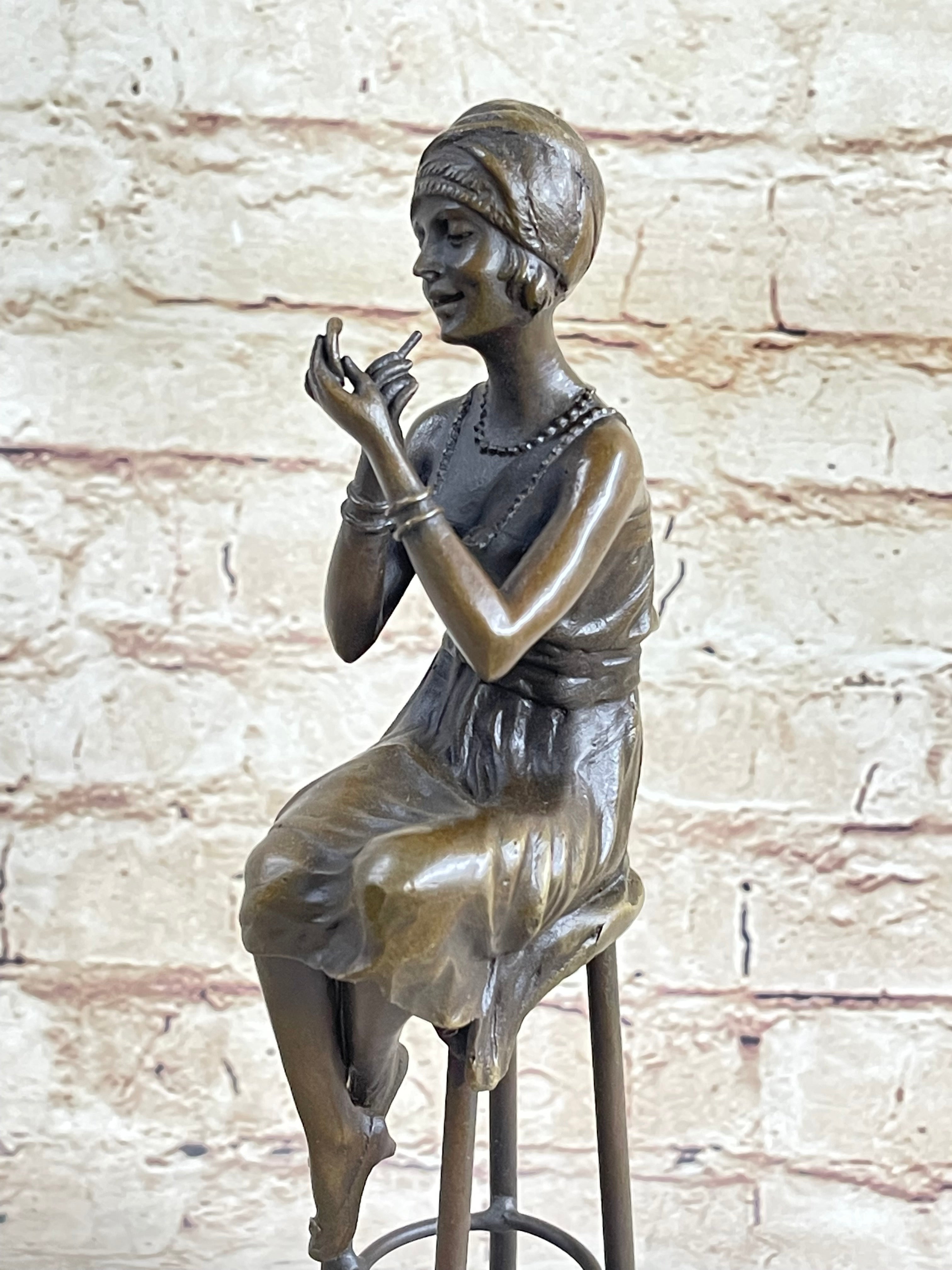 Art Deco Nouveau Vienna Bronze Gilded Age Woman Sitting Figure
