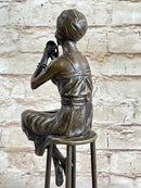 Art Deco Nouveau Vienna Bronze Gilded Age Woman Sitting Figure