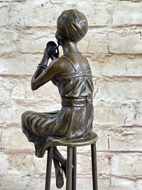 Art Deco Nouveau Vienna Bronze Gilded Age Woman Sitting Figure