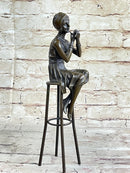 Art Deco Nouveau Vienna Bronze Gilded Age Woman Sitting Figure