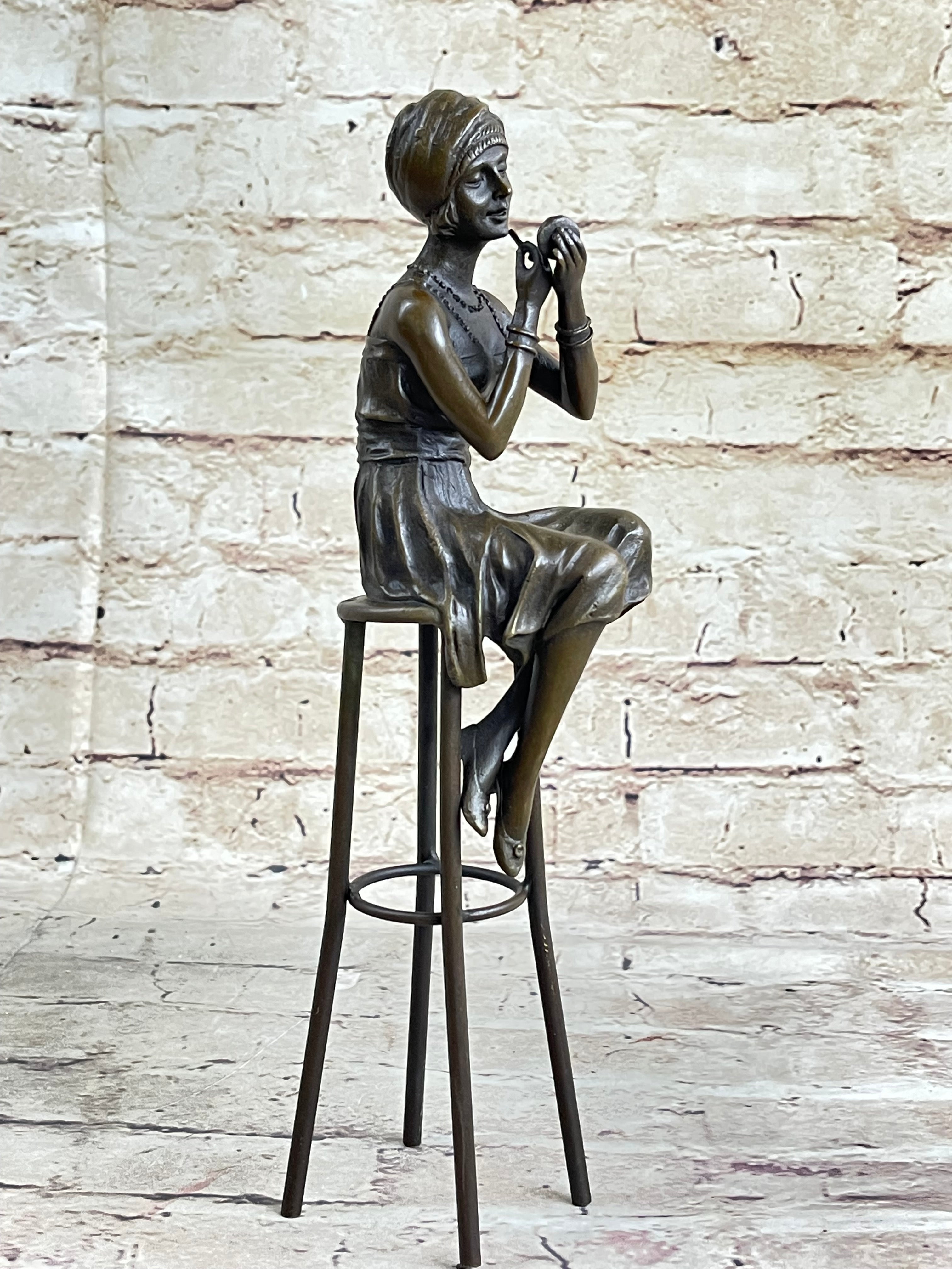 Art Deco Nouveau Vienna Bronze Gilded Age Woman Sitting Figure