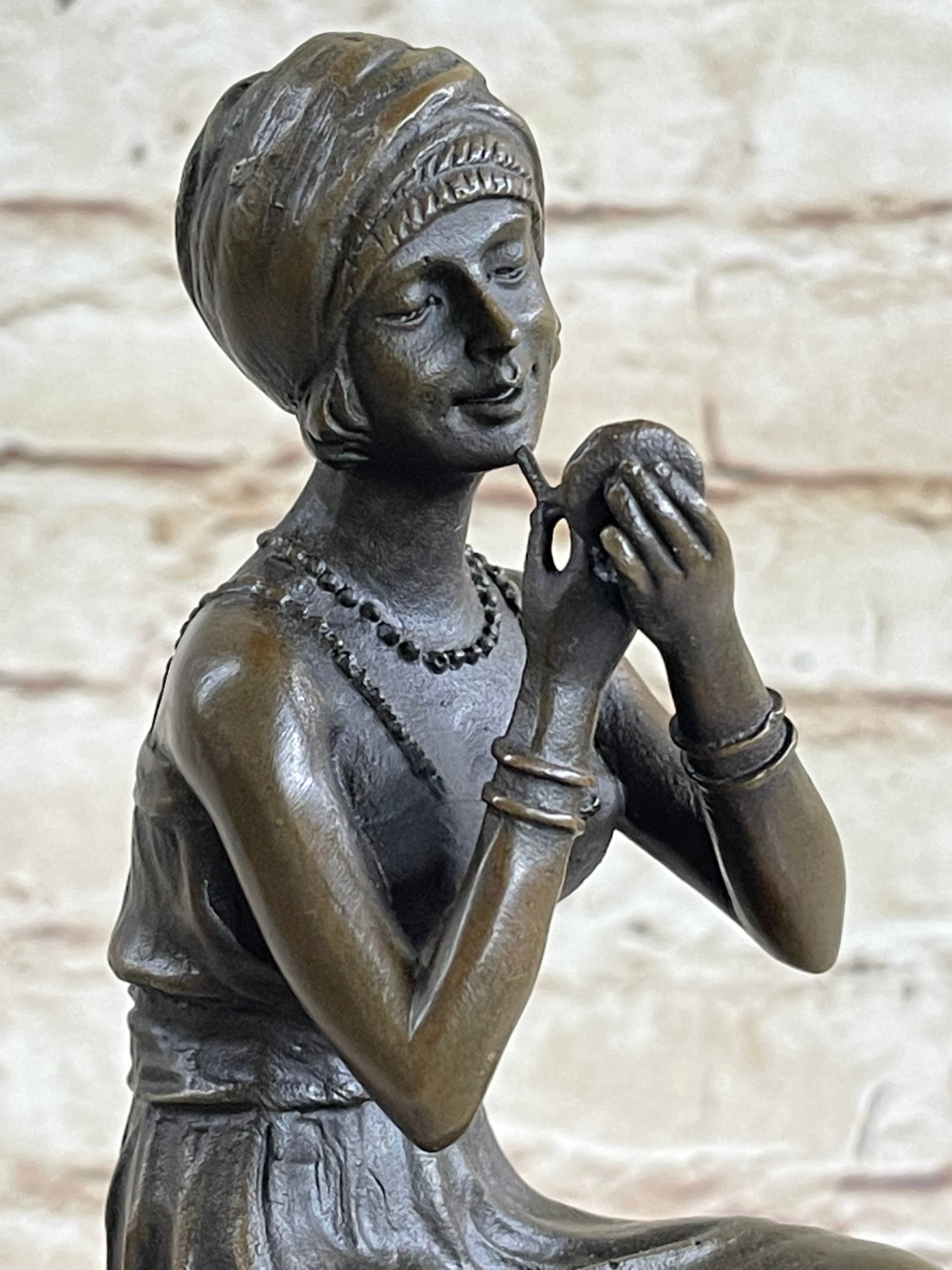 Art Deco Nouveau Vienna Bronze Gilded Age Woman Sitting Figure