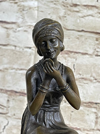 Art Deco Nouveau Vienna Bronze Gilded Age Woman Sitting Figure