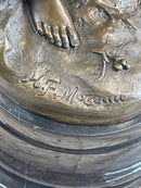 Signed Milo Maiden Picking Grape Bronze Sculpture