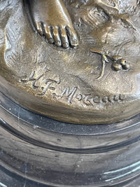 Signed Milo Maiden Picking Grape Bronze Sculpture