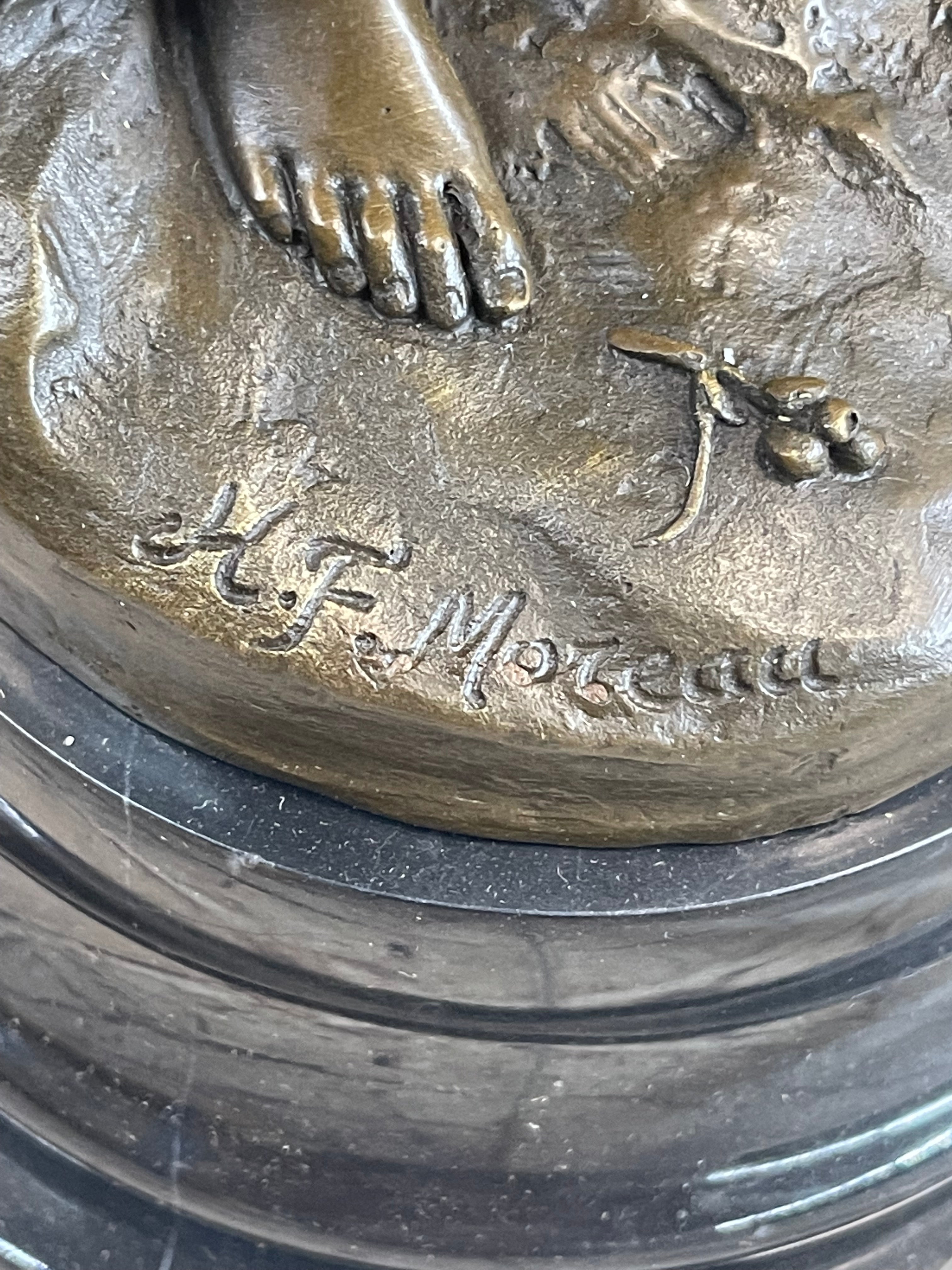 Signed Milo Maiden Picking Grape Bronze Sculpture