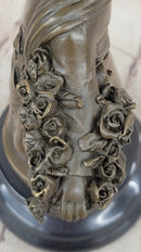 Young Girl Carrying Flower Basket - Bronze by Daste