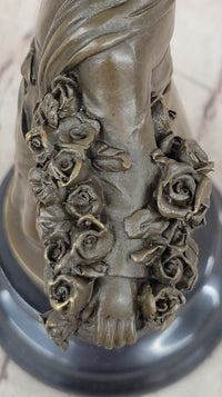 Young Girl Carrying Flower Basket - Bronze by Daste