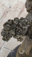 Young Girl Carrying Flower Basket - Bronze by Daste