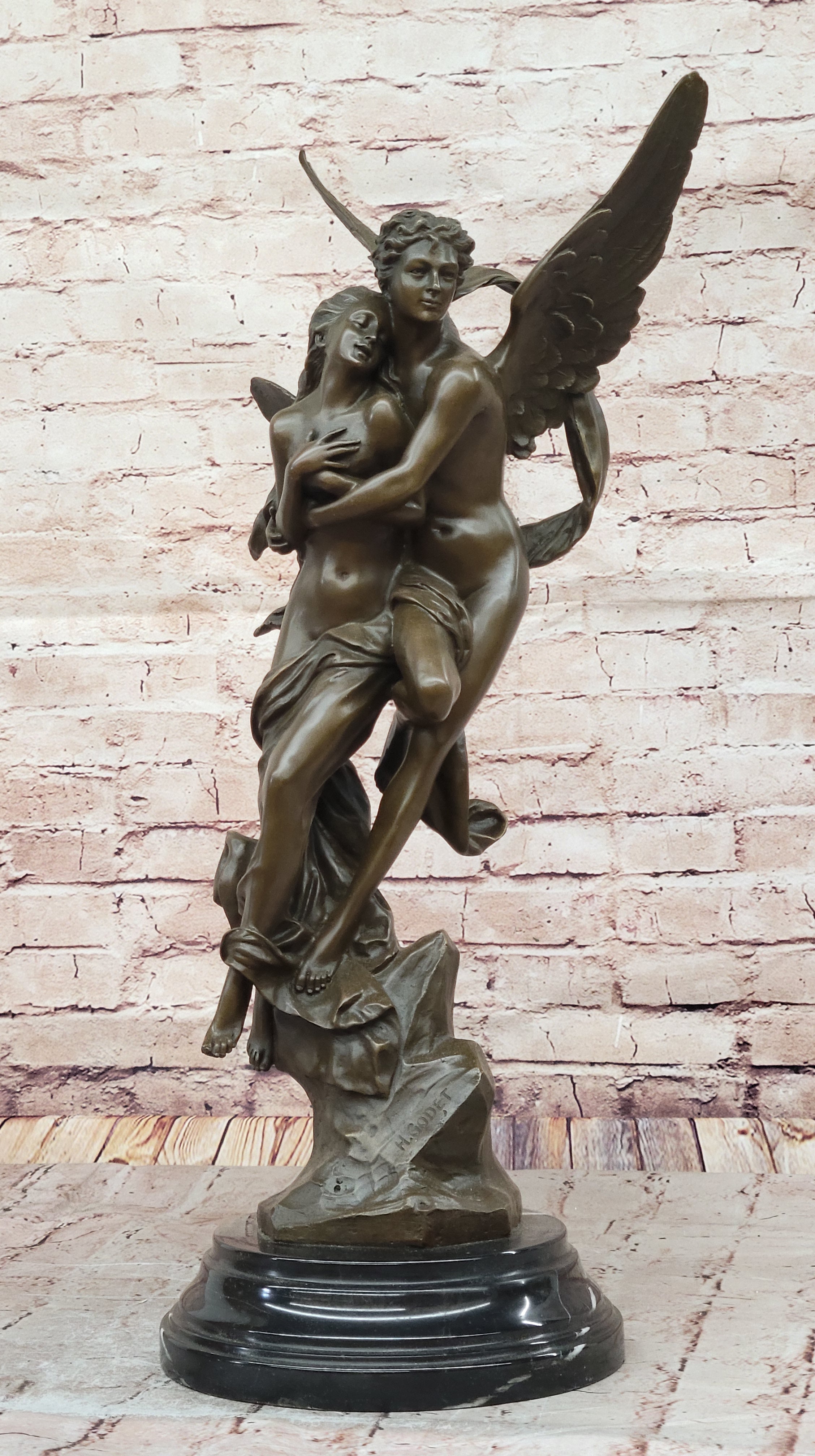 After Henri Godet Cupid and Psyche Romance Bronze
