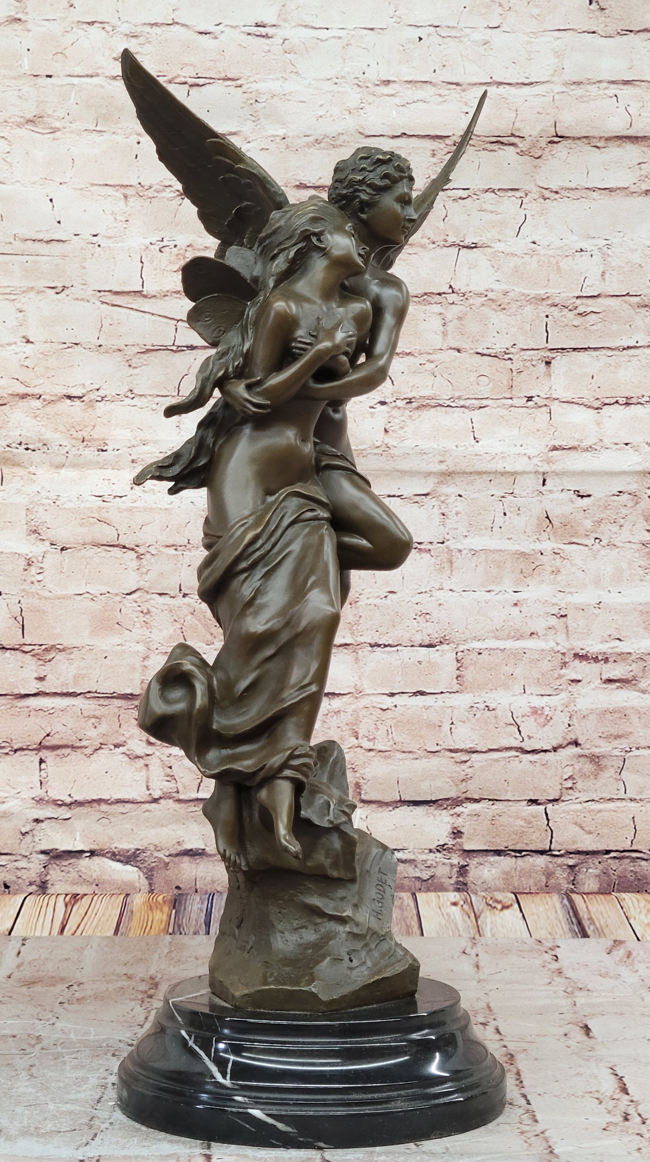 After Henri Godet Cupid and Psyche Romance Bronze