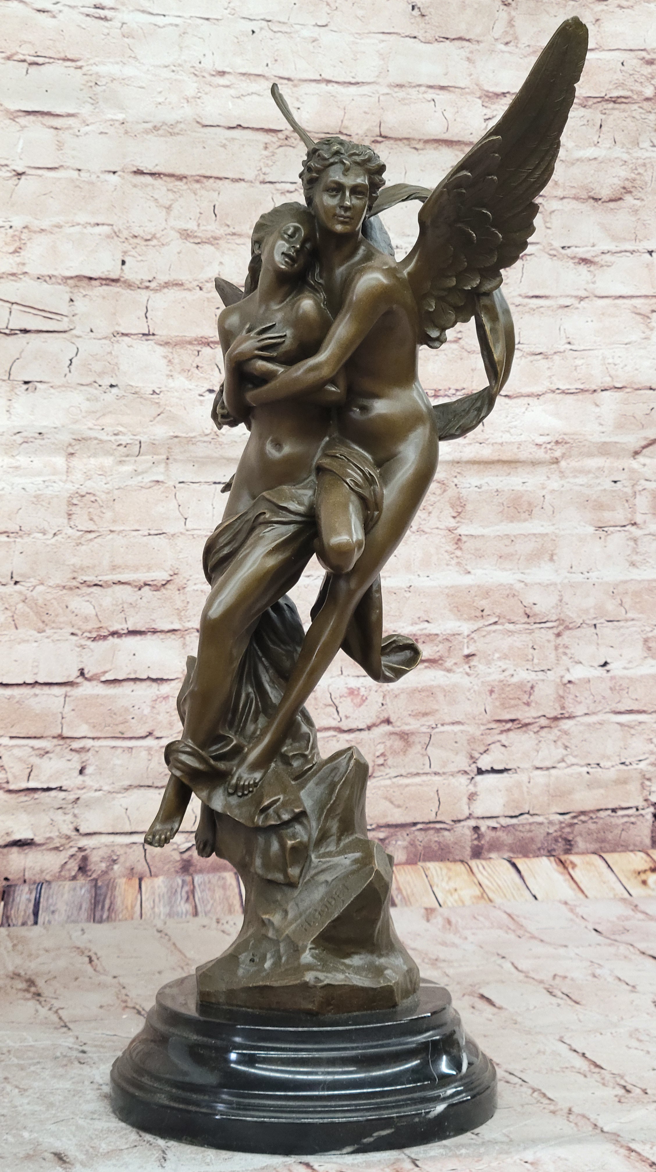 After Henri Godet Cupid and Psyche Romance Bronze