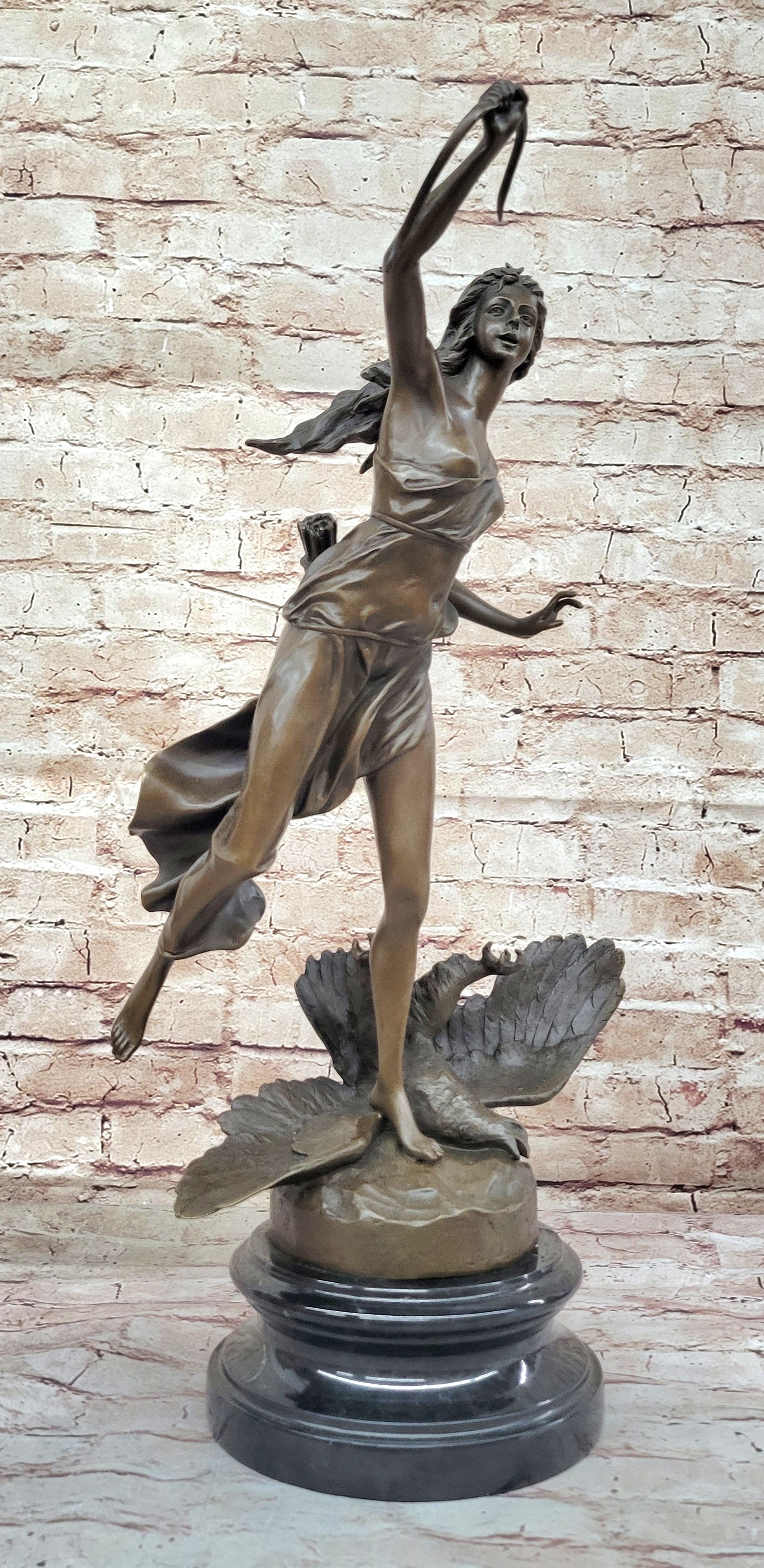 Diana The Huntress Killing Eagle Bronze Sculpture by Gaso