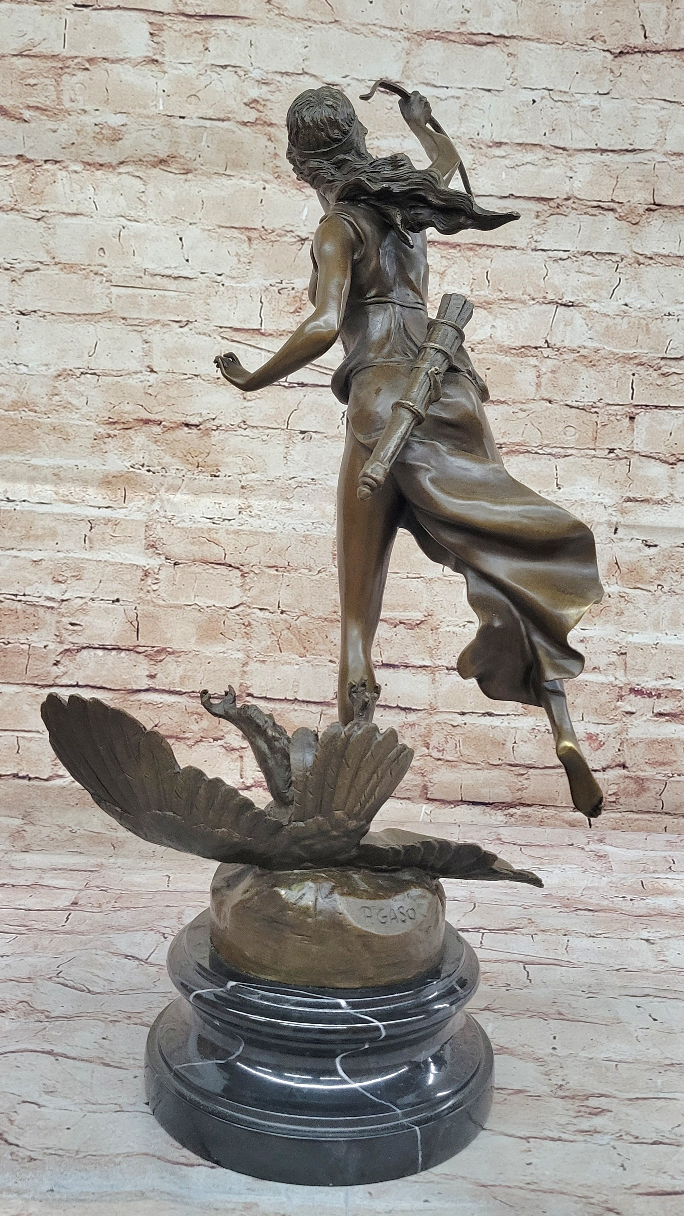 Diana The Huntress Killing Eagle Bronze Sculpture by Gaso
