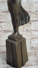 Greek Roman Art Woman Holding Laurels Wreath Crown Bronze Figure