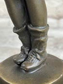 Child Boy Playing Accordion Bronze Sculpture 10" x 4"