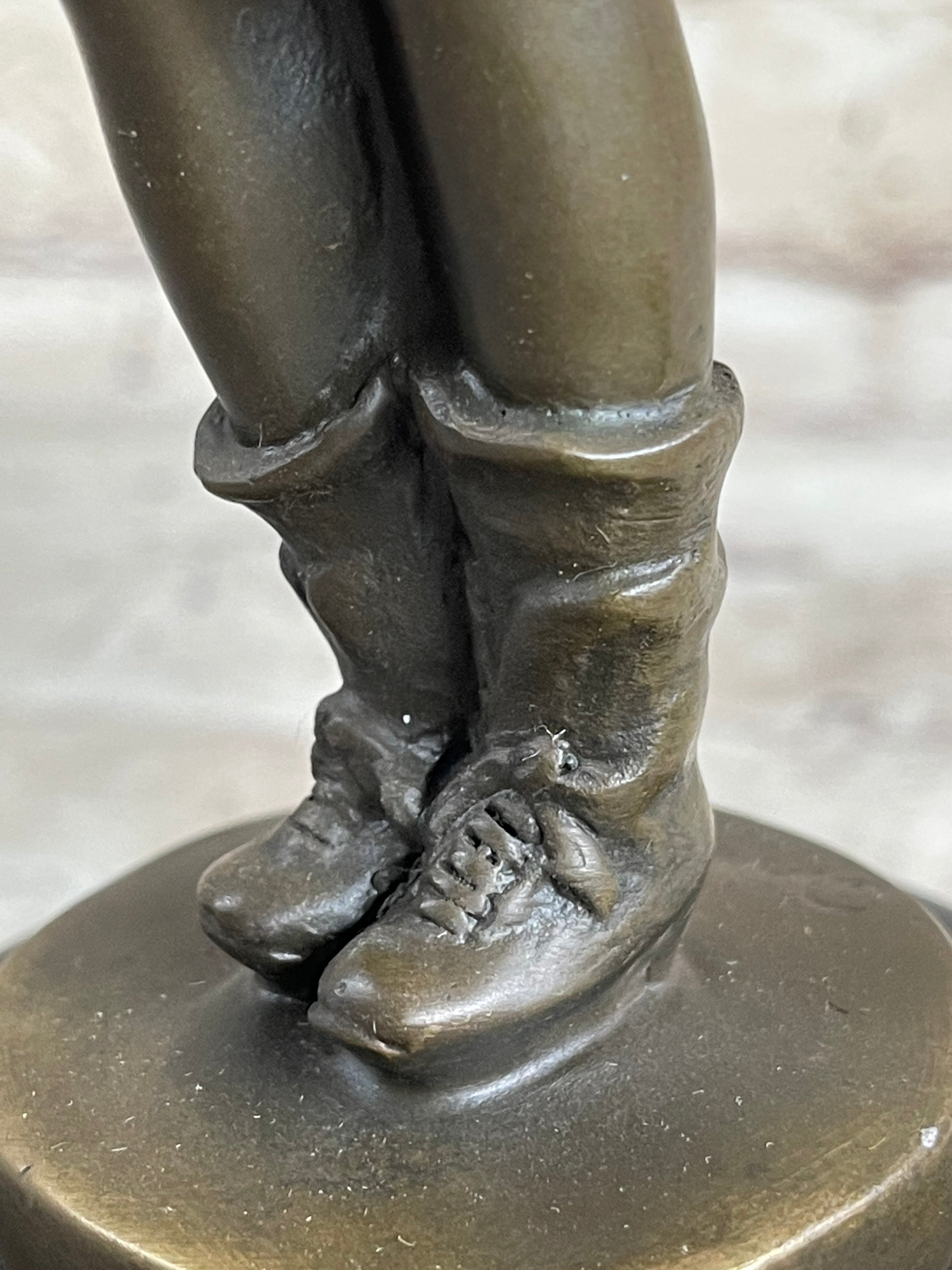 Child Boy Playing Accordion Bronze Sculpture 10" x 4"