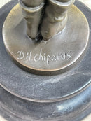 Child Boy Playing Accordion Bronze Sculpture 10" x 4"