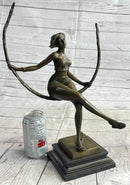 Signed Artwork by Collet Sexy Woman on Swing Bronze Sculpture
