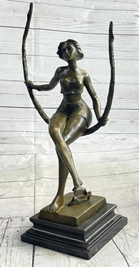 Signed Artwork by Collet Sexy Woman on Swing Bronze Sculpture