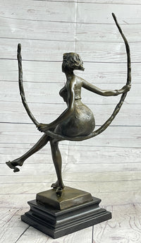 Signed Artwork by Collet Sexy Woman on Swing Bronze Sculpture
