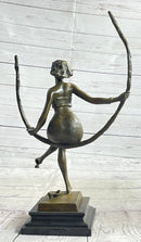Signed Artwork by Collet Sexy Woman on Swing Bronze Sculpture