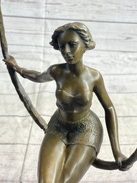Signed Artwork by Collet Sexy Woman on Swing Bronze Sculpture