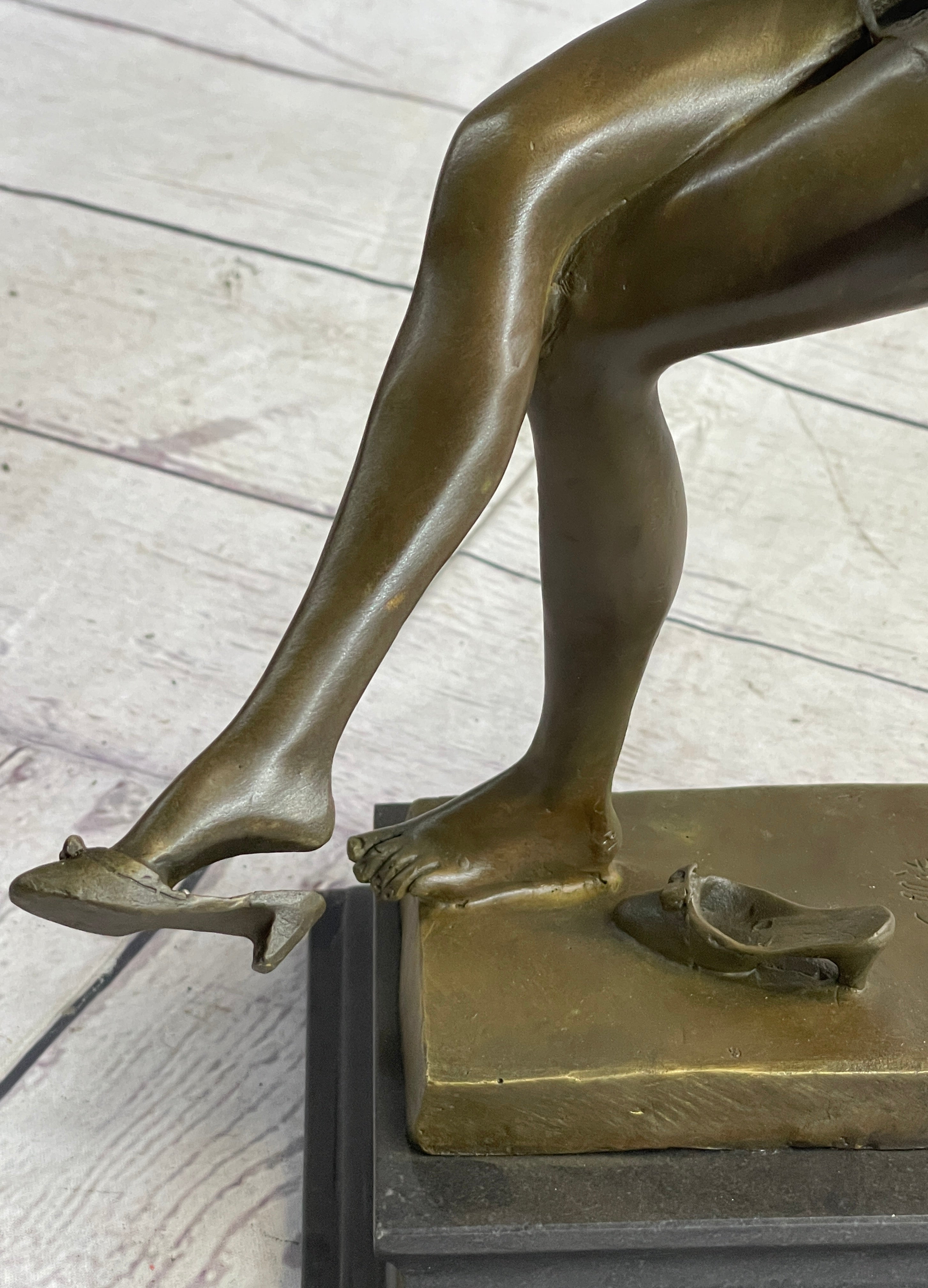 Signed Artwork by Collet Sexy Woman on Swing Bronze Sculpture