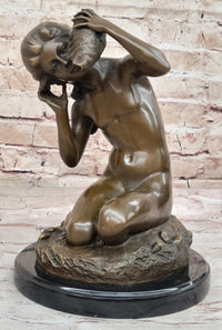 Young Girl Holding Conch Shell - Bronze Sculpture by Carpeaux