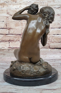 Young Girl Holding Conch Shell - Bronze Sculpture by Carpeaux